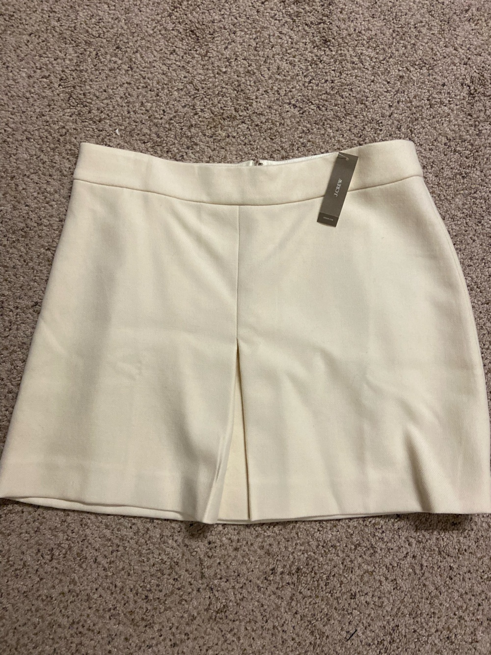 NWT J. Crew 100% Wool Ivory Mini Skirt Pleat Sz 14 Career Office Professional